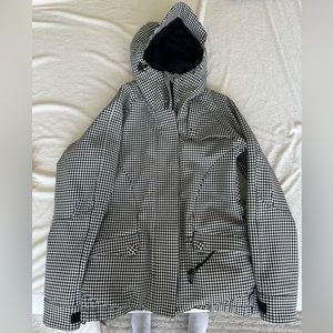 Roxy black and white plaid snowboarding jacket